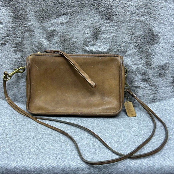 Coach Vintage 1970s Made in NYC Leather Satchel Convertible Clutch Camel 911-061 - Picture 2 of 16